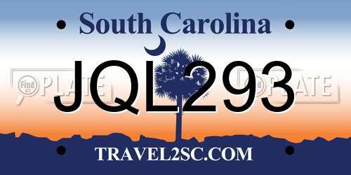 JQL293 South Carolina License Plate