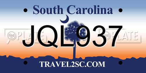 JQL937 South Carolina License Plate