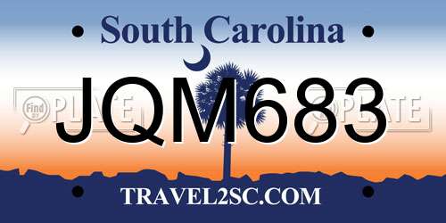 JQM683 South Carolina License Plate