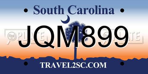 JQM899 South Carolina License Plate