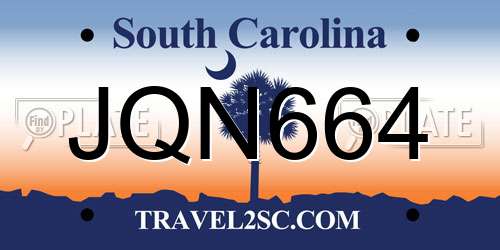 JQN664 South Carolina License Plate