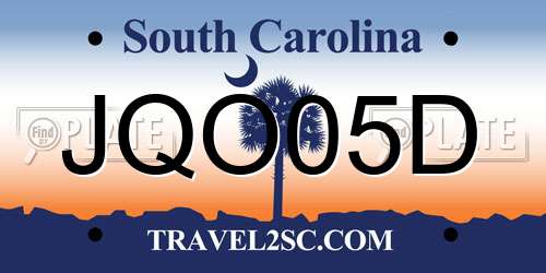 JQO05D South Carolina License Plate