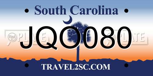 JQO080 South Carolina License Plate