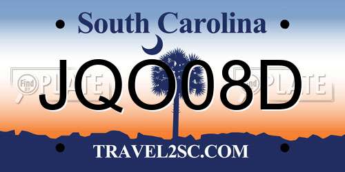 JQO08D South Carolina License Plate