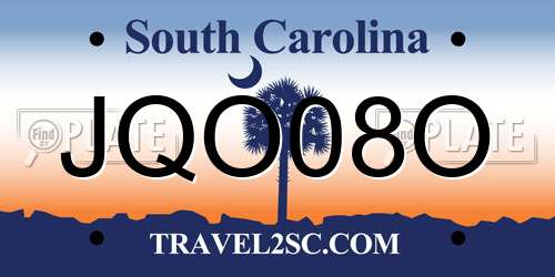 JQO08O South Carolina License Plate