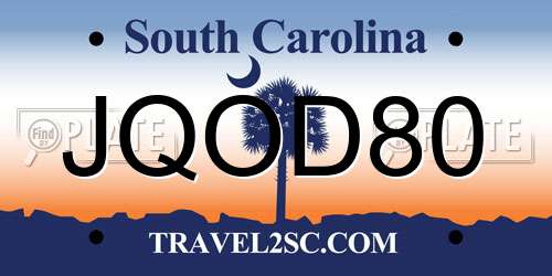 JQOD80 South Carolina License Plate