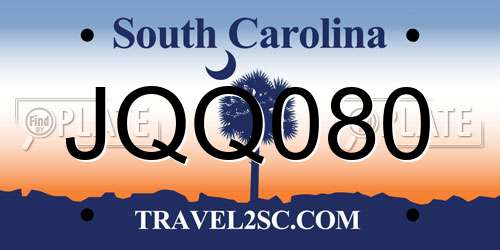 JQQ080 South Carolina License Plate
