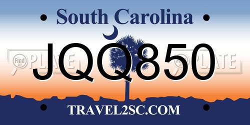 JQQ850 South Carolina License Plate