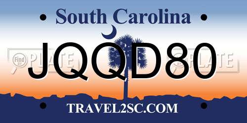 JQQD80 South Carolina License Plate