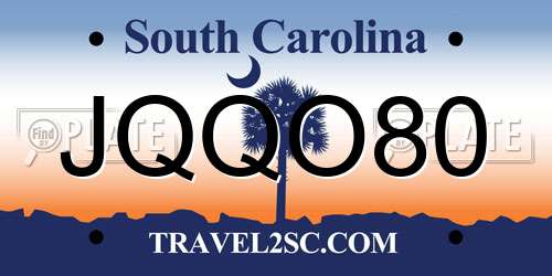 JQQO80 South Carolina License Plate