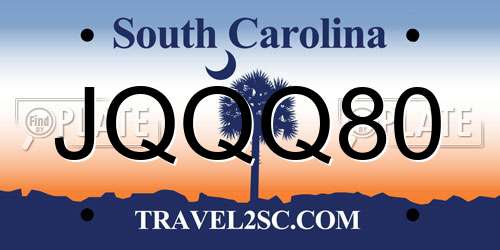 JQQQ80 South Carolina License Plate