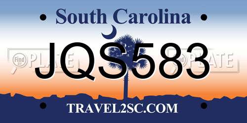 JQS583 South Carolina License Plate