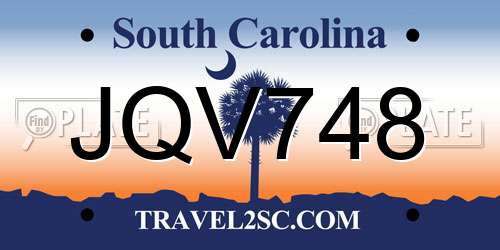 JQV748 South Carolina License Plate