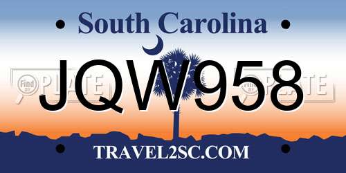 JQW958 South Carolina License Plate