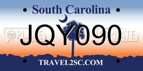 JQY090 South Carolina License Plate