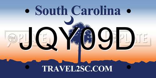 JQY09D South Carolina License Plate