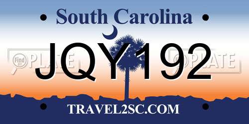 JQY192 South Carolina License Plate