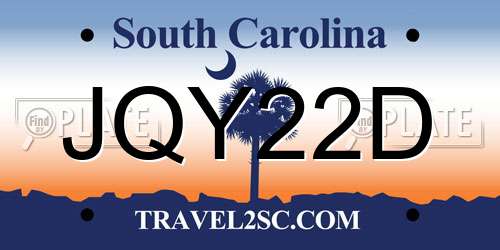 JQY22D South Carolina License Plate