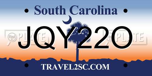 JQY22O South Carolina License Plate