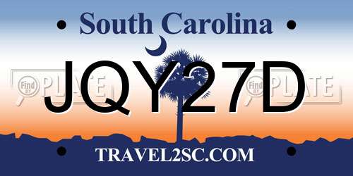 JQY27D South Carolina License Plate