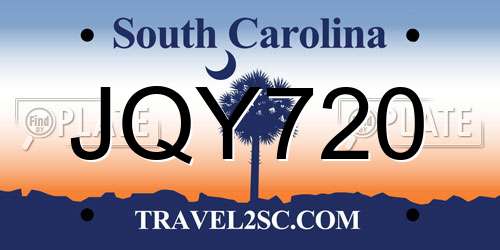 JQY720 South Carolina License Plate