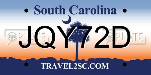 JQY72D South Carolina License Plate