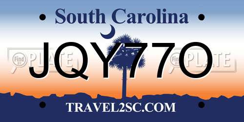 JQY77O South Carolina License Plate