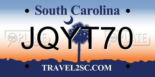 JQYT70 South Carolina License Plate