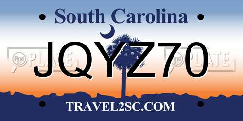 JQYZ70 South Carolina License Plate