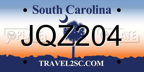 JQZ204 South Carolina License Plate