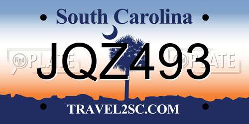 JQZ493 South Carolina License Plate