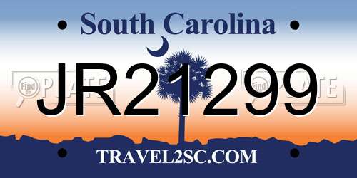 JR21299 South Carolina License Plate