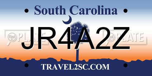 JR4A2Z South Carolina License Plate