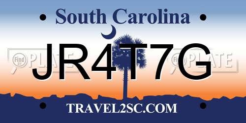 JR4T7G South Carolina License Plate