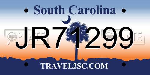 JR71299 South Carolina License Plate
