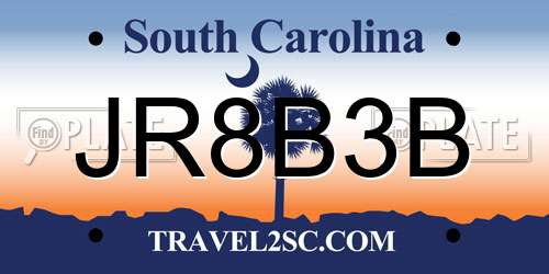 JR8B3B South Carolina License Plate