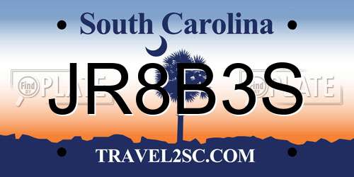 JR8B3S South Carolina License Plate