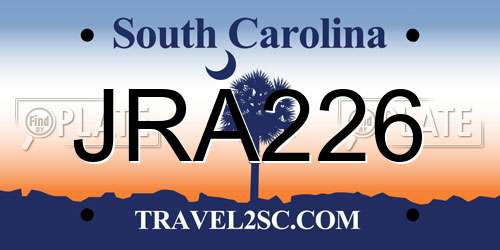 JRA226 South Carolina License Plate