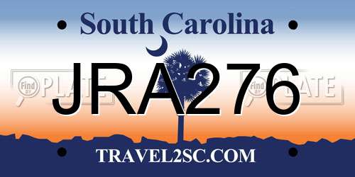 JRA276 South Carolina License Plate