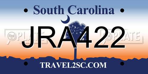 JRA422 South Carolina License Plate