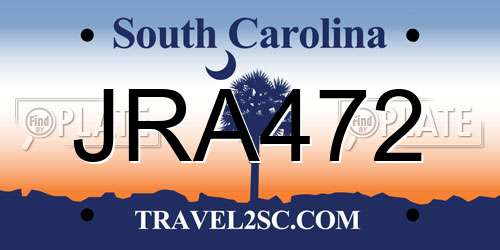 JRA472 South Carolina License Plate