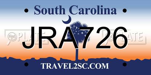 JRA726 South Carolina License Plate