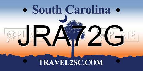 JRA72G South Carolina License Plate
