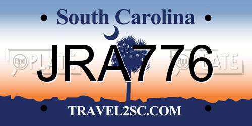 JRA776 South Carolina License Plate