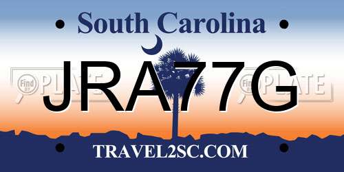JRA77G South Carolina License Plate