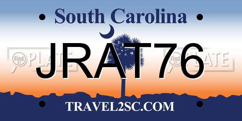 JRAT76 South Carolina License Plate