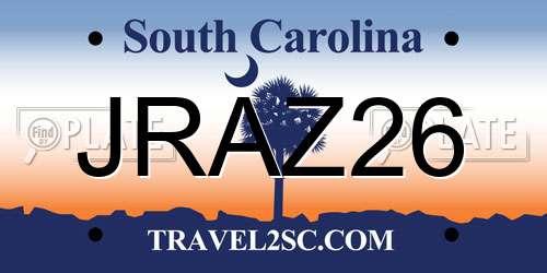 JRAZ26 South Carolina License Plate