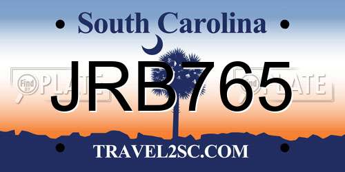 JRB765 South Carolina License Plate