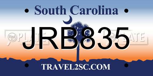 JRB835 South Carolina License Plate