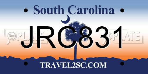 JRC831 South Carolina License Plate